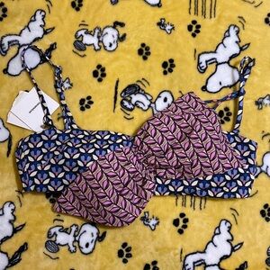 NWT Zara Patterned Geometric Purple Blue “Bow” Bikini Top